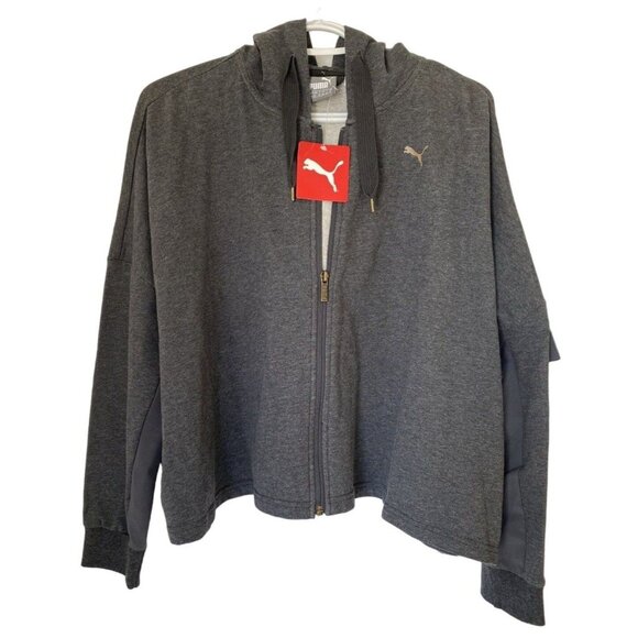 Women's Puma Fusion Full-Zip Hoodie, NWT, Size XL/TG, Dark Grey Zip up Hoodie - Picture 1 of 12